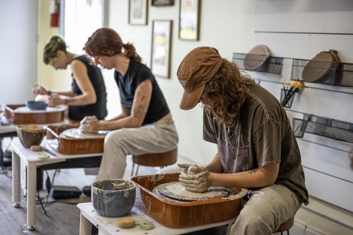 Throwing a bowl on the wheel at Floridian Ceramics